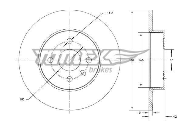 Tomex TX 72-08 Rear brake disc, non-ventilated TX7208