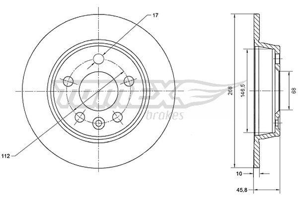 Tomex TX 70-16 Rear brake disc, non-ventilated TX7016