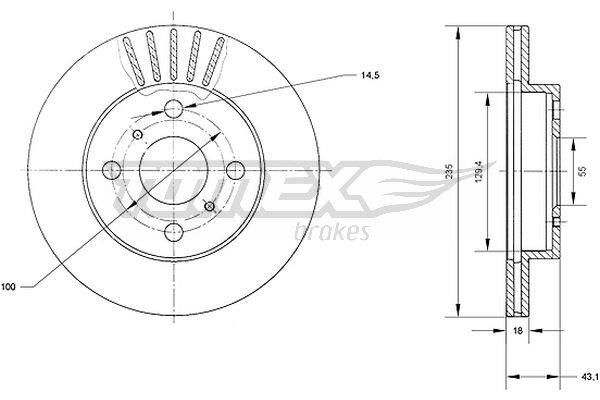 Tomex TX 70-97 Front brake disc ventilated TX7097