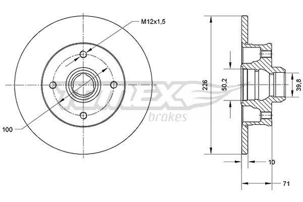 Tomex TX 70-71 Rear brake disc, non-ventilated TX7071