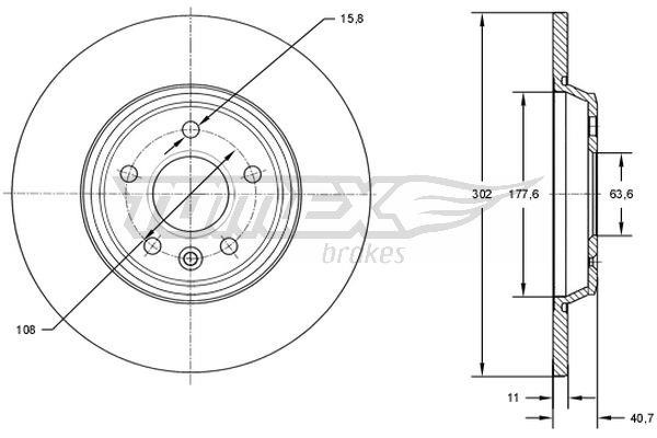Tomex TX 73-08 Rear brake disc, non-ventilated TX7308