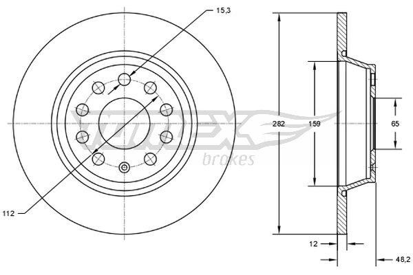 Tomex TX 71-37 Rear brake disc, non-ventilated TX7137