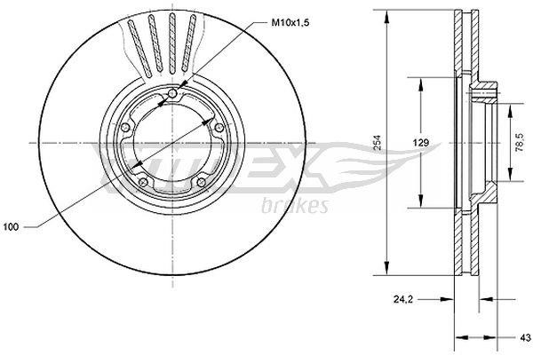 Tomex TX 70-87 Front brake disc ventilated TX7087