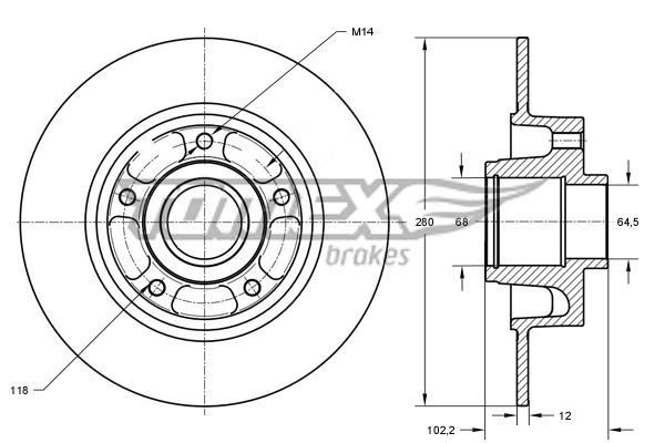 Tomex TX 71-141 Brake disc TX71141 TX71141 Tomex Brake disc