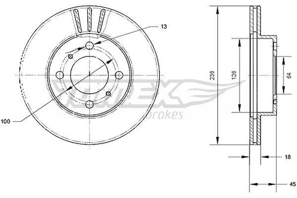 Tomex TX 70-98 Front brake disc ventilated TX7098