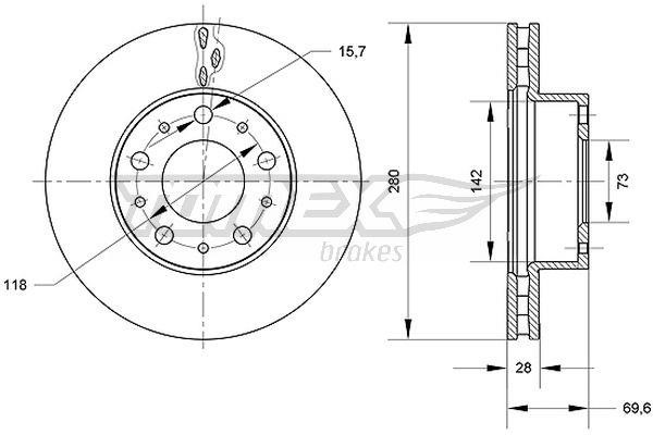 Tomex TX 70-95 Brake disc TX7095