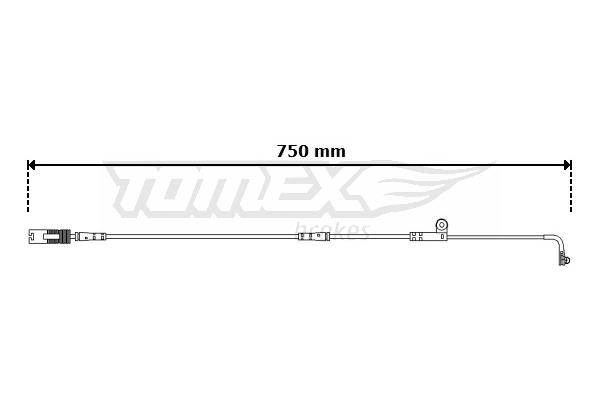 Tomex TX 30-74 Warning Contact, brake pad wear TX3074