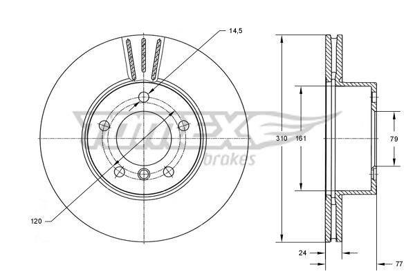 Tomex TX 73-95 Front brake disc ventilated TX7395