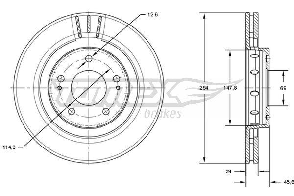 Tomex TX 71-74 Brake disc TX7174 TX7174 Tomex Brake disc