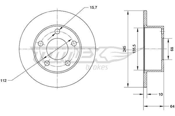 Tomex TX 70-02 Rear brake disc, non-ventilated TX7002