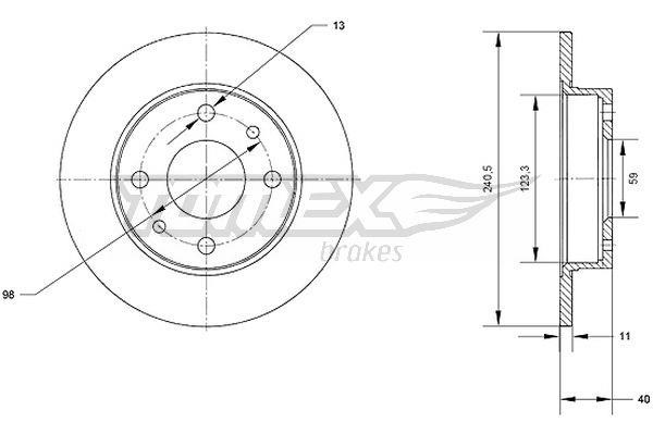 Tomex TX 70-04 Unventilated brake disc TX7004