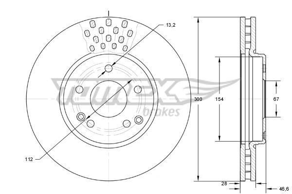 Tomex TX 74-04 Front brake disc ventilated TX7404