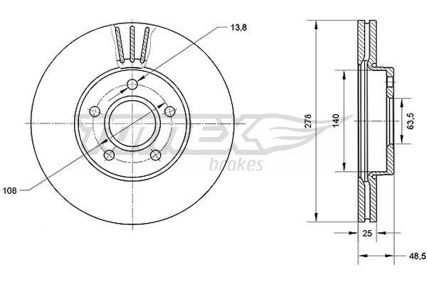 Brake disc Mg (Saic): TX7111 Tomex Brake disc