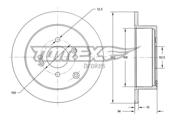 Tomex TX 71-34 Rear brake disc, non-ventilated TX7134