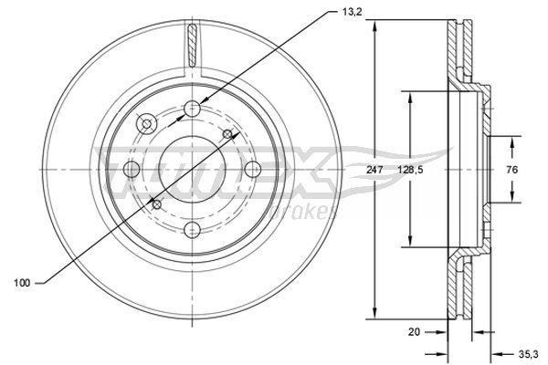 Tomex TX 71-55 Brake disc TX7155 TX7155 Tomex Brake disc