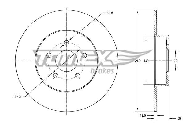 Tomex TX 71-46 Unventilated front brake disc TX7146