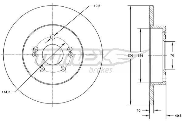 Tomex TX 73-05 Rear brake disc, non-ventilated TX7305