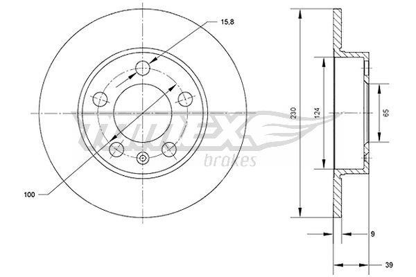 Tomex TX 70-01 Rear brake disc, non-ventilated TX7001