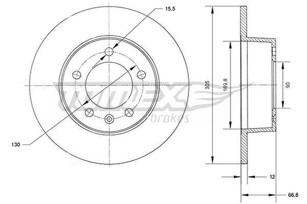 Brake disc Renault Master: TX7037 Tomex Brake disc