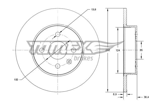 Tomex TX 71-63 Rear brake disc, non-ventilated TX7163