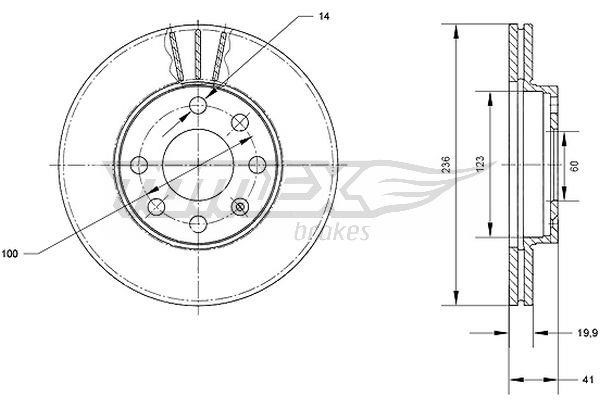 Tomex TX 70-08 Front brake disc ventilated TX7008