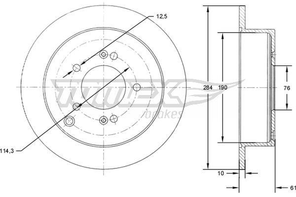 Tomex TX 71-49 Brake disc TX7149 TX7149 Tomex Brake disc