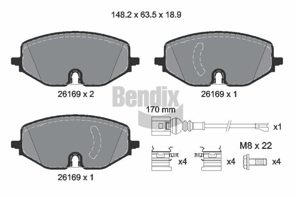 Bendix USA BPD1660 Brake Pad Set, disc brake BPD1660
