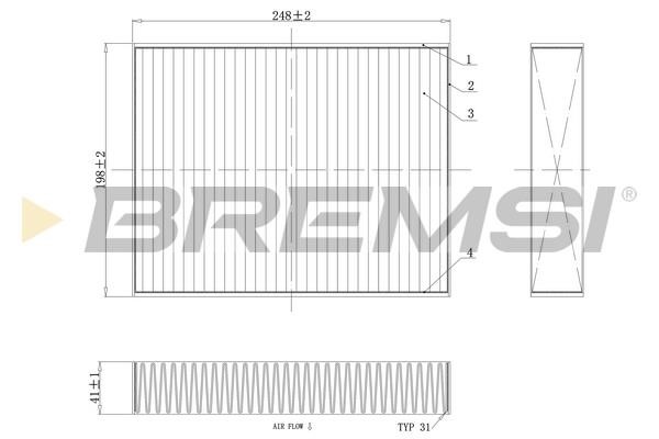 Bremsi FC0455C Filter, interior air FC0455C