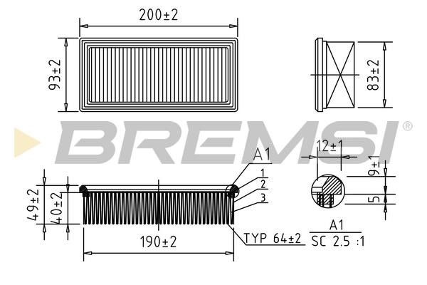 Bremsi FA1594 Air filter FA1594