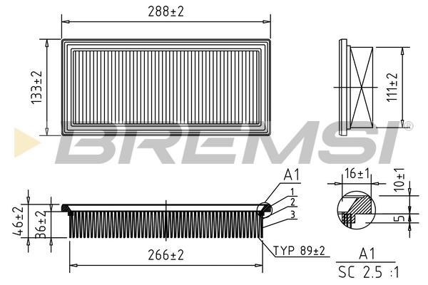 Bremsi FA1630 Air filter FA1630