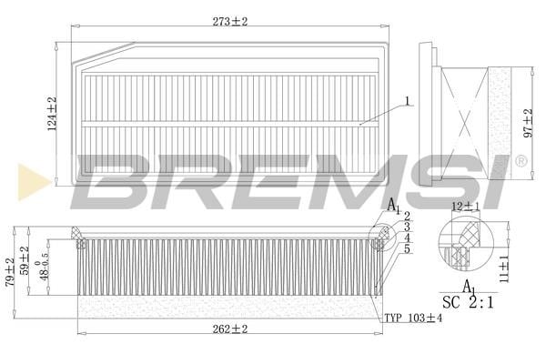 Bremsi FA1201 Air filter FA1201
