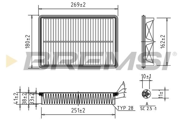 Air filter Mazda 6: FA1199 Bremsi Air filter
