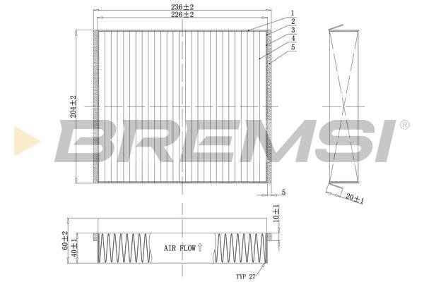 Bremsi FC1333C Filter, interior air FC1333C