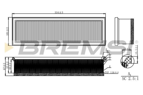 Bremsi FA1160 Air filter FA1160