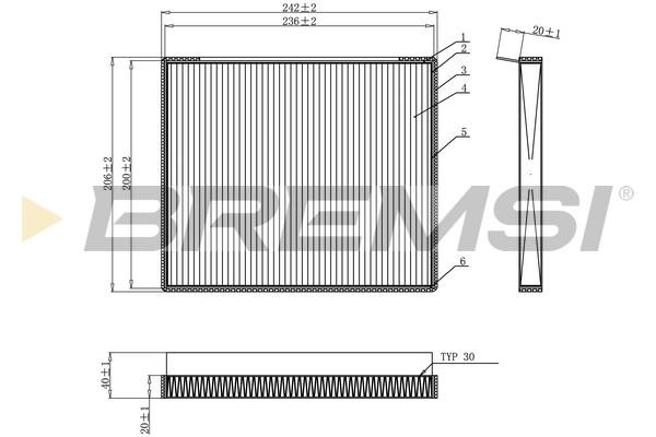 Bremsi FC0917C Filter, interior air FC0917C