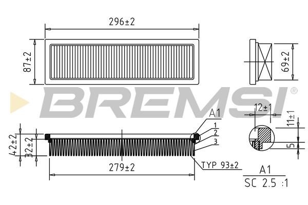 Bremsi FA1658 Air filter FA1658