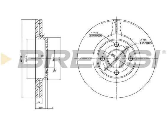 Bremsi CD7124V Front brake disc ventilated CD7124V