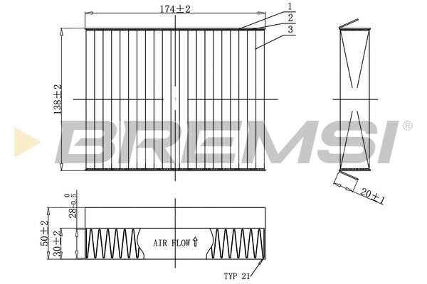 Bremsi FC0490C Filter, interior air FC0490C