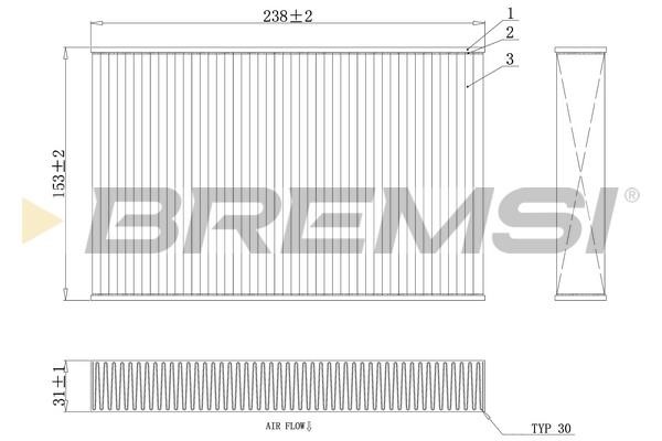 AC filter Renault Fluence: FC0885C Bremsi Cabin filter