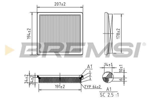 Bremsi FA0581 Air filter FA0581 FA0581 Bremsi Air filter