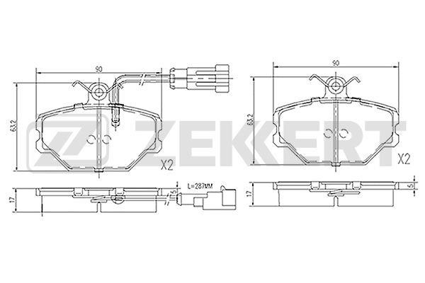 Zekkert BS-1395 Brake Pad Set, disc brake BS1395