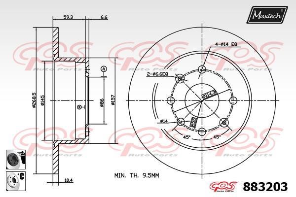 MaxTech 883203.6060 Rear brake disc, non-ventilated 8832036060