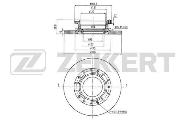 Zekkert BS-5329 Rear brake disc, non-ventilated BS5329