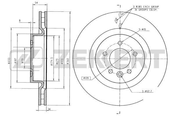 Zekkert BS-5721 Front brake disc ventilated BS5721