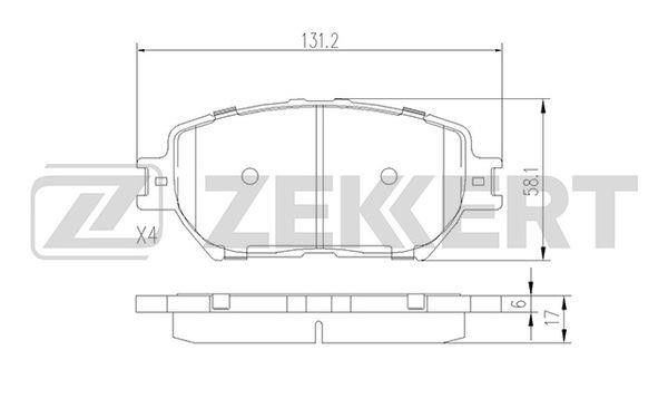 Zekkert BS-2706 Brake Pad Set, disc brake BS2706
