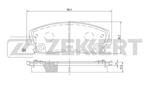 Zekkert BS-2107 Brake Pad Set, disc brake BS2107