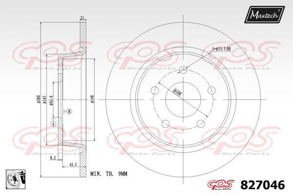 MaxTech 827046.0080 Rear brake disc, non-ventilated 8270460080