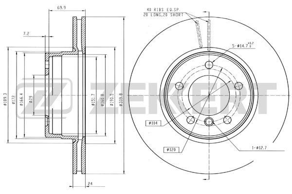 Zekkert BS-5400 Front brake disc ventilated BS5400