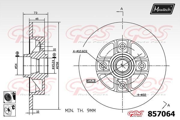 MaxTech 857064.6060 Rear brake disc, non-ventilated 8570646060