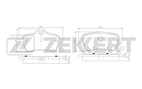 Zekkert BS-1964 Rear disc brake pads, set BS1964